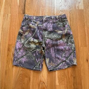 HUF x Realtree Cromer Y2K Tree Camo Baggy Denim Jorts Shorts Lilac Purple 36